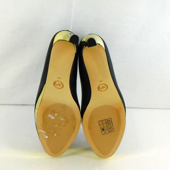 Michael Kors Womens Black and Gold Heels Chantal Platform Pump Size 8 New - Picture 9 of 11